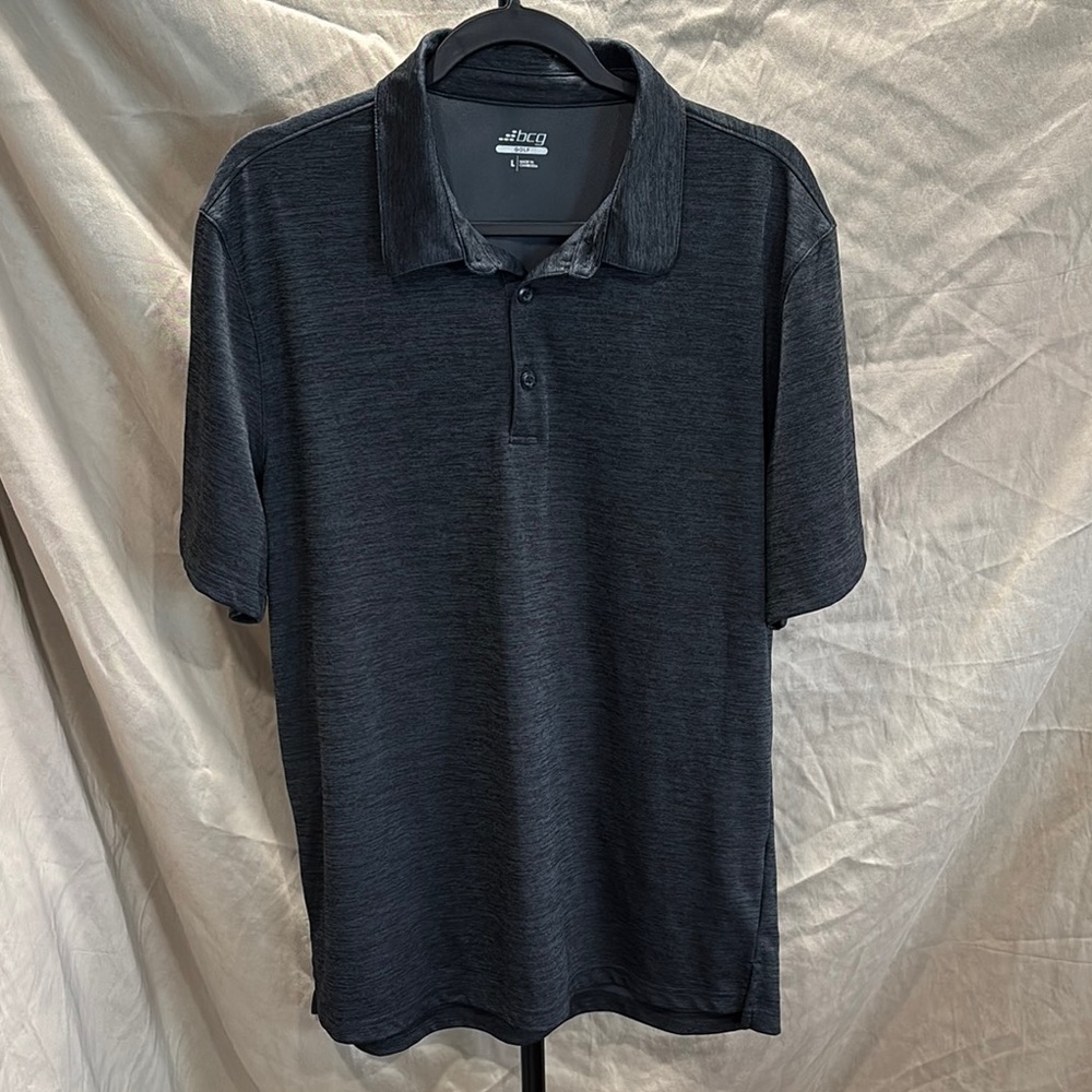 bcg Black Polo Shirt Classic Knit Short Sleeves